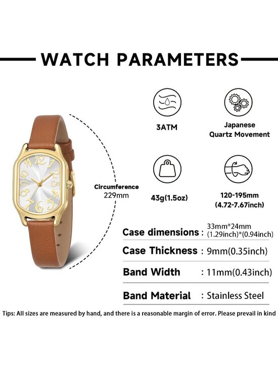 Women\'s Brown/Gold Stylish Square Classic Vintage Dial Leather Strap Wrist Watch main image 5